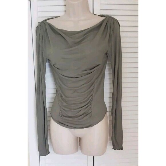 NEW FREE PEOPLE INTIMATELY NIGHT WE MET LONG SLEEVE ARMY GREEN TOP SZ XS - Picture 4 of 8